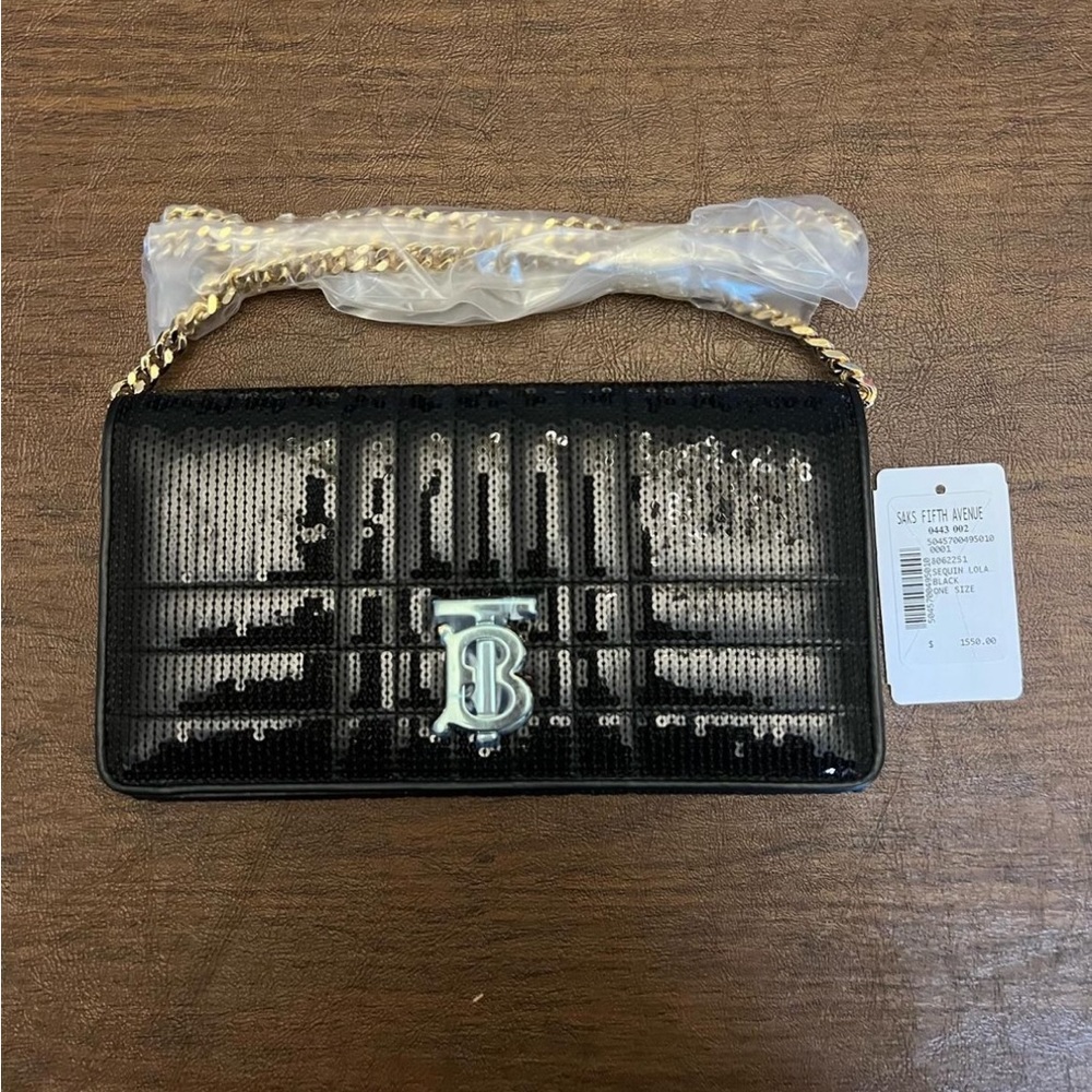 Burberry Black Sequinnedn Lola Wallet Bag with Tags - Picture 6 of 12